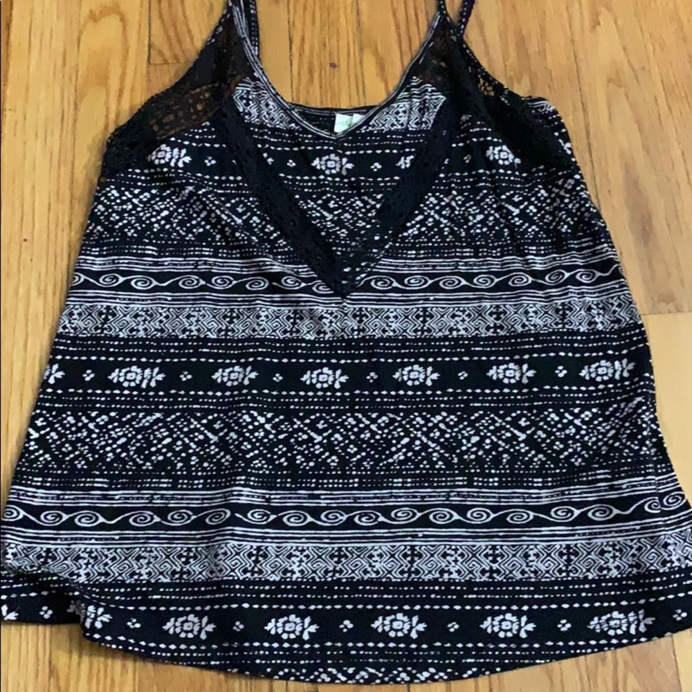 Black and Light Tan Lace Tank Top